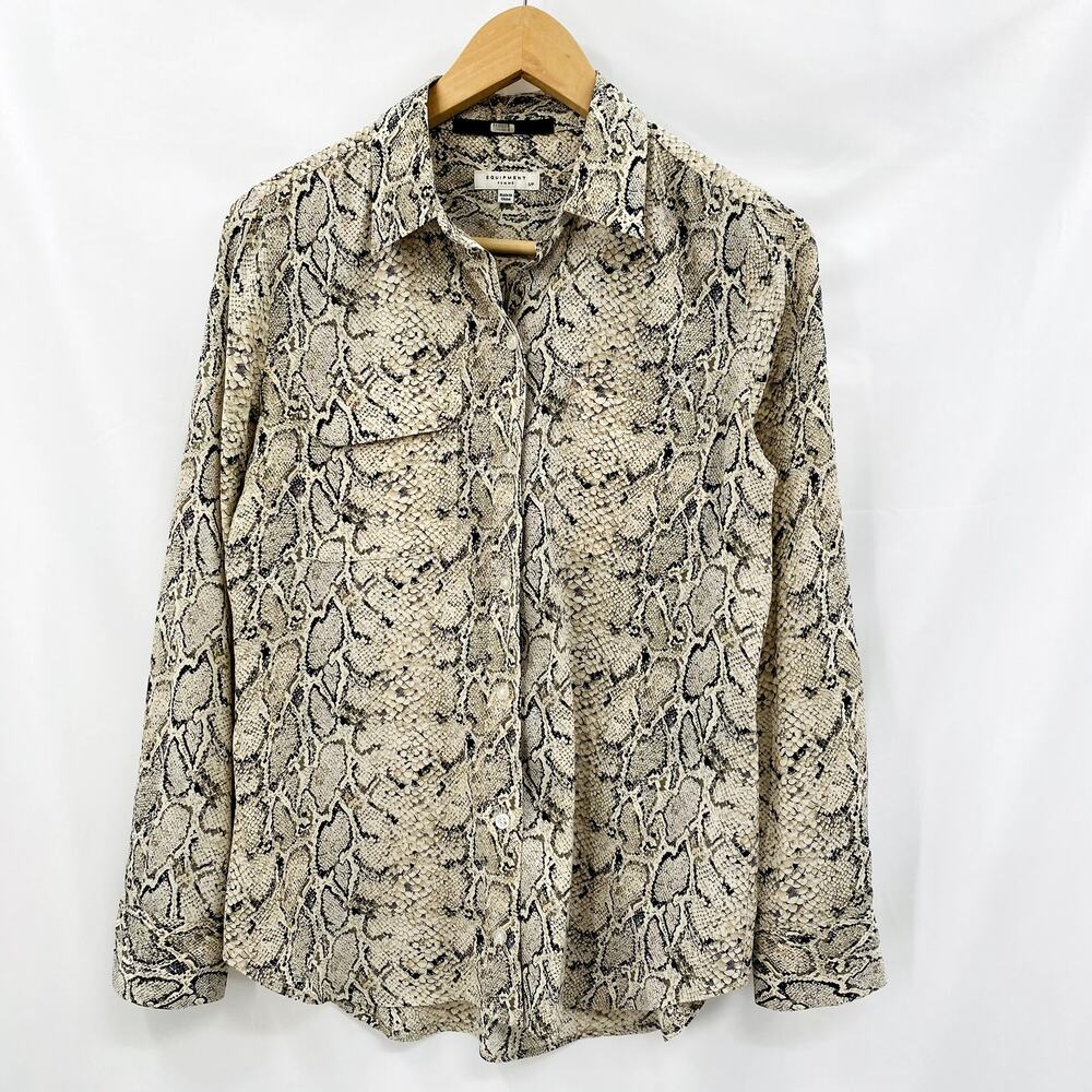 Equipment snakeskin silk button down blouse
